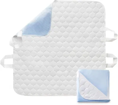 Alèse de lit de positionnement avec poignées, sous-tapis lavable, imperméable, réutilisable, pour incontinence, avec 4 sangles